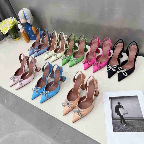 

wedding sandals heeled shoes dress shoe luxury designer satin high amina muaddi bow crystal-embellished buckle pointed toe sunflower pcv san, Black