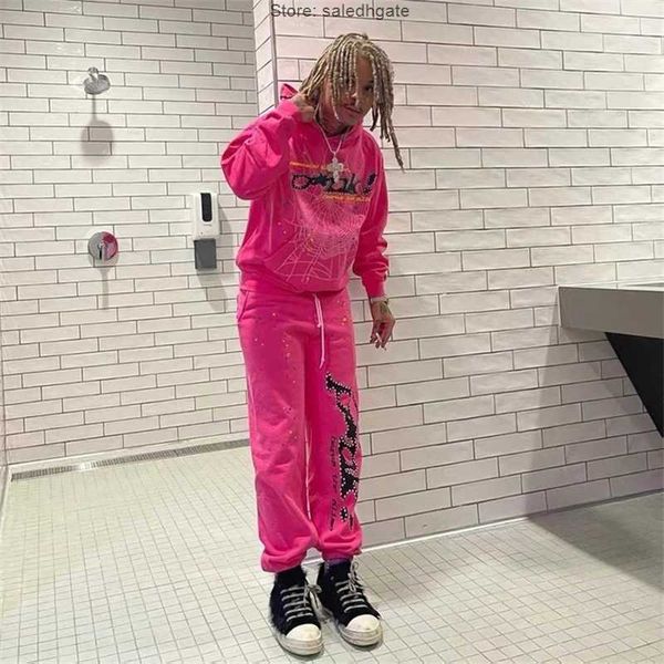

spider pink sp5der hoodies young sweatshirts streetwear thug 555555 angel hoody men women 11 web pullover fast way, Black