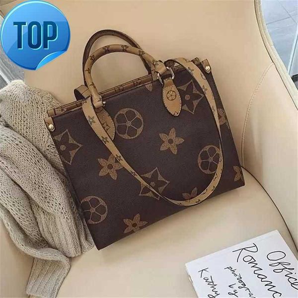 

2023 r bags women handbags monograms onthego gm mm pu genuine leather handbag purse the tote bag shoulder crossbody female backpack on the g
