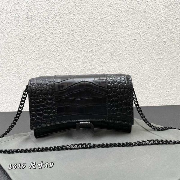 

luxury designer tote bag crocodile stripe crossbody women's handbag purse b button hardware hourglass chain mini flip wallet black shou