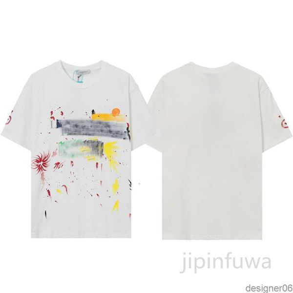 

women t shirts 2023 lanvins designer men's cotton tees color ink splashing hand-painted graffiti sports casual short sleeves t-shirts t, White;black