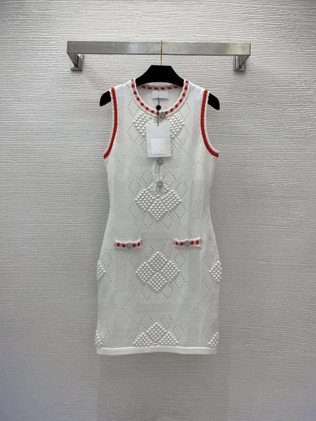 

23ss summer dresses women dress women designer clothes new hollow perspective round neck sleeveless elastic slim knit dress women clothes, Black;gray