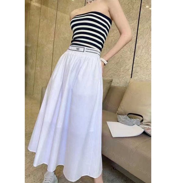 

23ss designer skirts designer clothing double embroidered letter elastic high waist slimming half skirt women clothes a1, Black