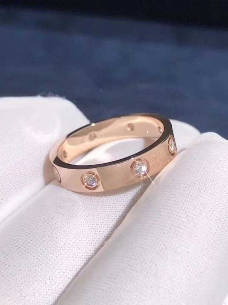 

high version high version classic 18k rose gold love ring for women with full sky star au750 men and couples without fading, Silver