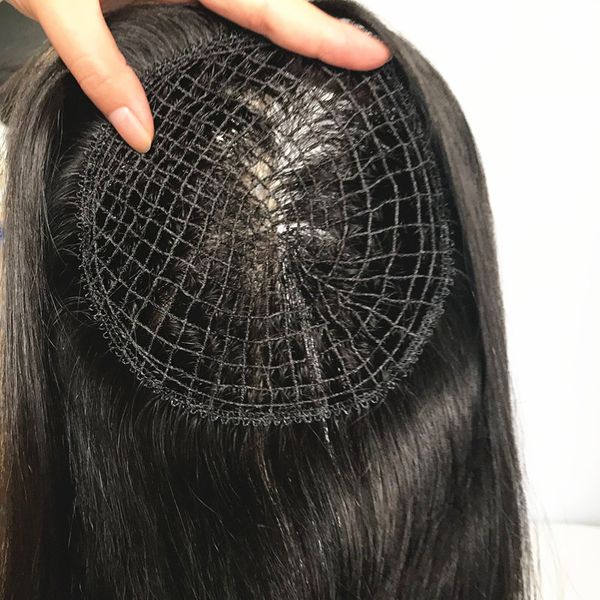 

stock fish net human hair pieces women's toupee hand tied brazilian chinese hair ers 5.5*6.5 inch 130% density natural blace 60# platin, Black;brown
