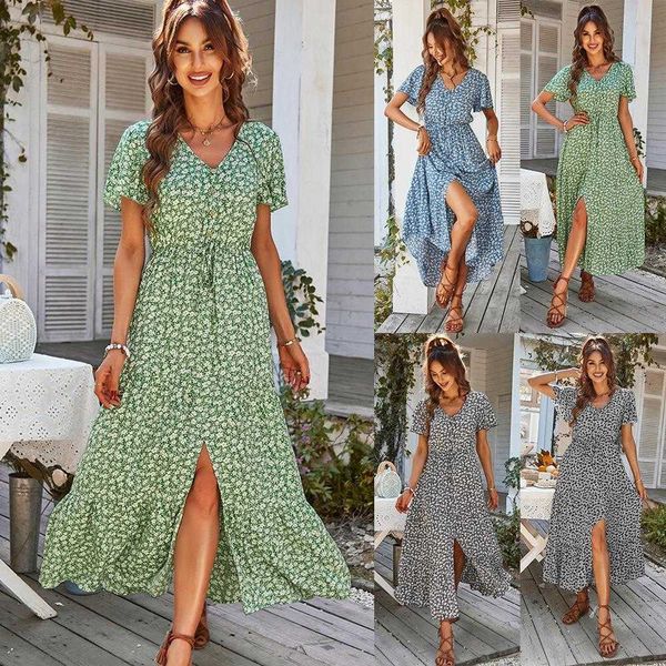 

r d design dresses womens summer drawstring split holiday dress long, Black;gray