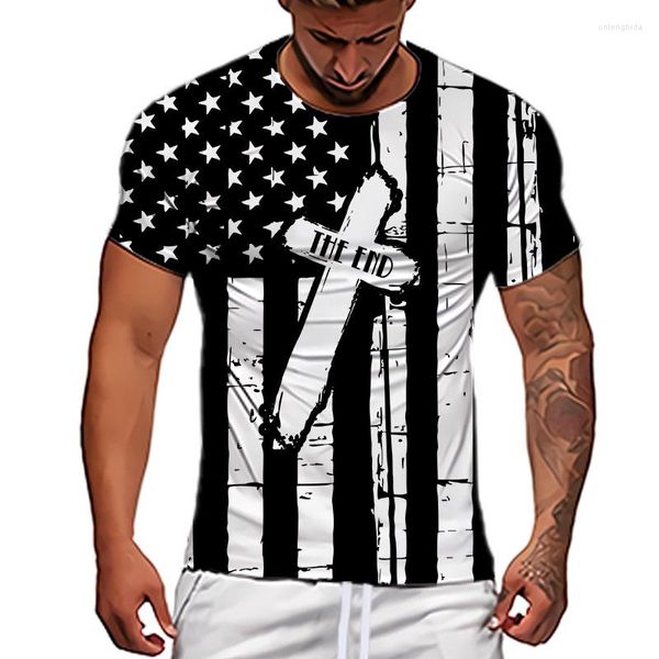 

men's t shirts independence day usa flag stripes 3d print ment shirt male t-shirt summer short sleeve breathable men clothing tees, White;black