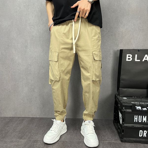 

godlikeu designer cargo pant loose jogger man straight work trousers, Black