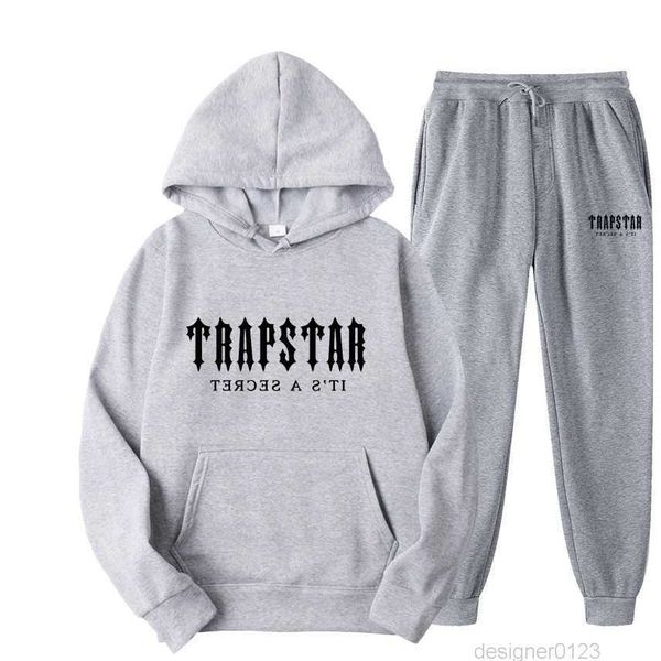 

new brand trapstar tracksuit pieces set hoodies fleece sweatshirtpants suit hoodie sportswear jogging men's sets, Gray