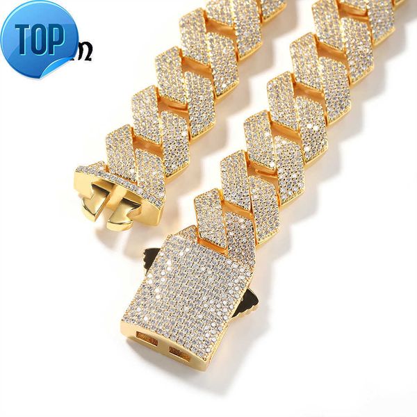 

men's necklace 19mm full set with zircon diamond cuban chain hip-hop rap street trend necklace, Black