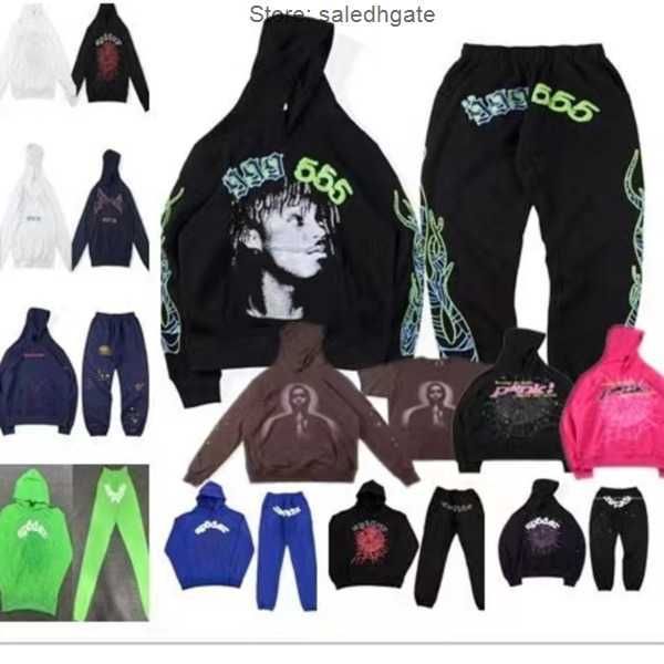 

2023 sp5der hoodie spider hoodies mens sweatshirt foam print tracksuit pullovers 555555 sweatpants set xl, Black