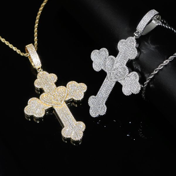

fashion pendant necklaces cross design mens women bling 5a cubic zircon hip hop jewelry party gift, Silver