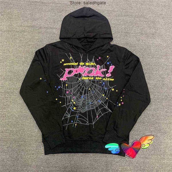 

men's hoodies sweatshirts puff print sp5der hoodie men women heavy fabric spider web sweatshirts pullover g220908 i053#, Black