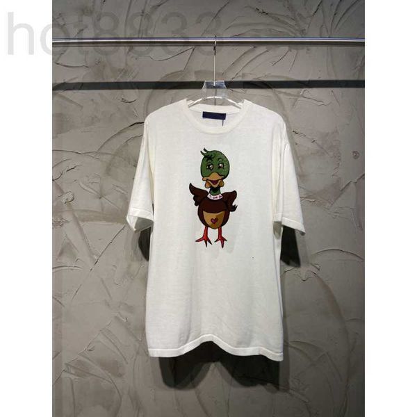 

men's t-shirts designer quality 23 spring co branded duck letter knitted short sleeve loose fit and women's fashion brand round ne, White;black