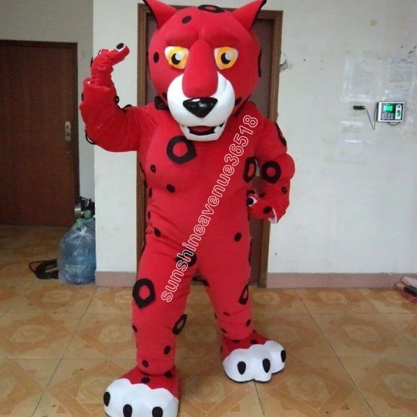 

red leopard mascot costume cartoon anime theme character carnival adults size christmas birthday party outdoor outfit suit, Red;yellow