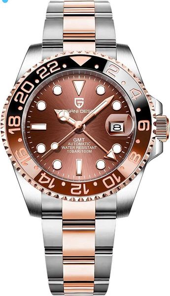 

luxury ceramic rotating bezel r luminous o wrist watches l 40mm*13mm e 904l x automatic fashion steel glass gmtl iced out movement gift for, Slivery;brown