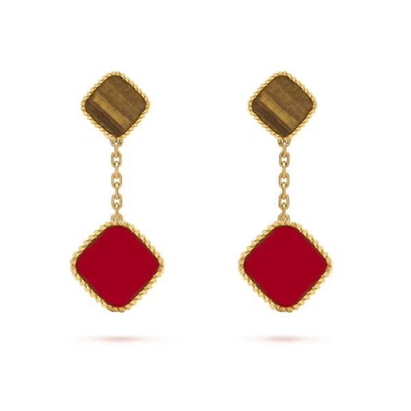 

clover designer earring clover designer studs ear clip mother of pearl mid size 1.5cm ladies earring sterling silver ear ring for women four, Golden