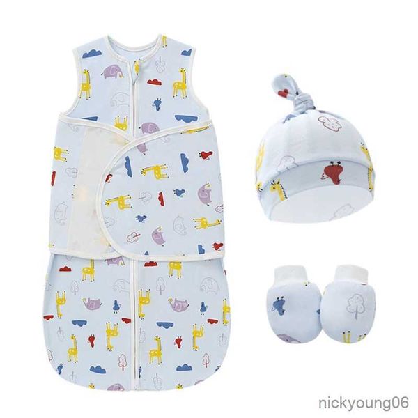 

sleeping bags newborn swaddle blanket infant baby wrap with anti-grasping gloves for boy girl soft cotton bag r230614