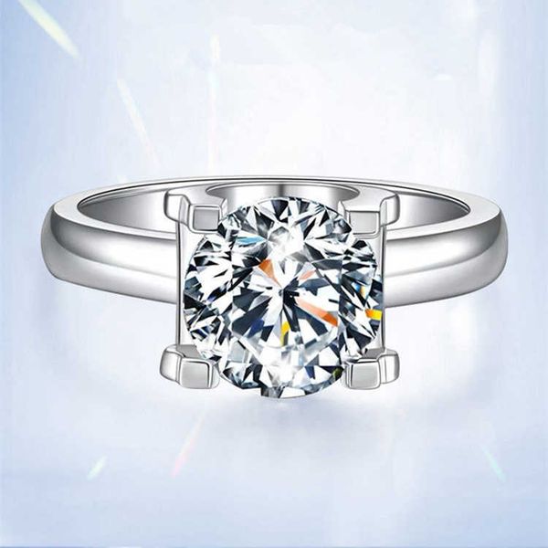 

original boutique card's same ox-head diamond ring a century-old classic four-claw d-color mosan, Slivery;golden