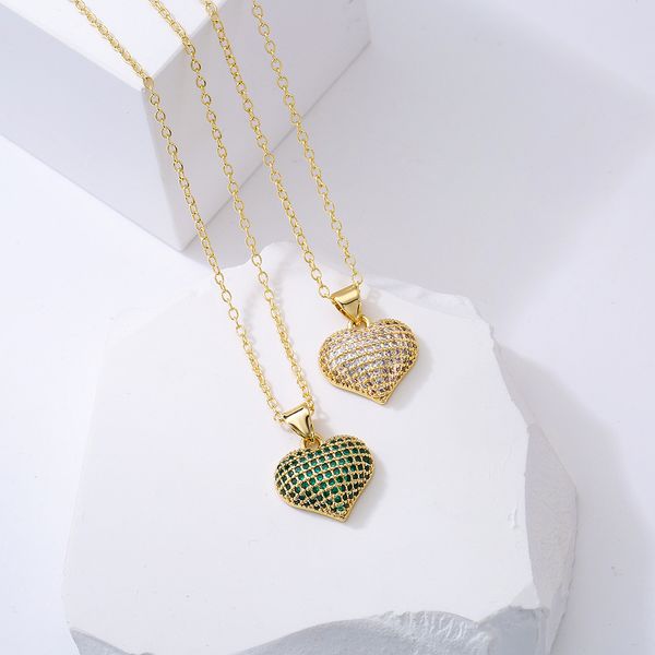 

classic design women style micro pave heart necklace jewelry for gift, Silver