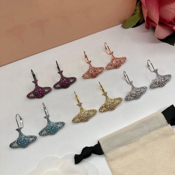

trendy saturn planet earrings charm shiny diamond pendant studs women personality crystal dangler transparent star eardrops, Golden;silver