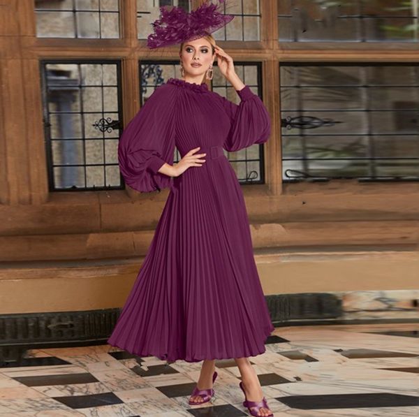 

pink a-line mother of the bride dress 2023 3d flowers lantern sleeve chiffon mother formal wedding guest party gowns robe de soiree femme cu, Black;red