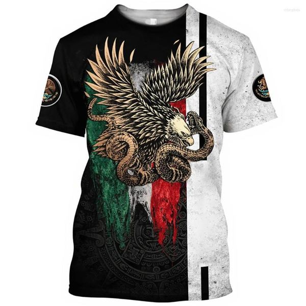 

men's t shirts independence day summer mexico eagle print shirt for men fashion national flag graphic short sleeve tees casual harajuku, White;black