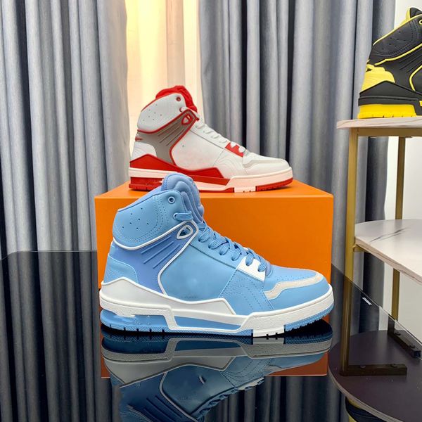 

designer abloh retro basketball shoes autumn and winter men's trainer virgil cow leather sneakers classic fashion shoe 03, Black