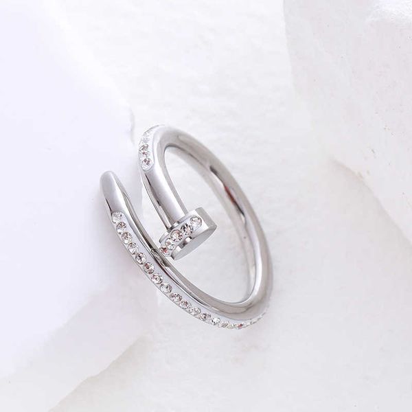 

designer new new ins style classic high grade feeling card nail ring for men and women 18k network red fashion opening, Silver