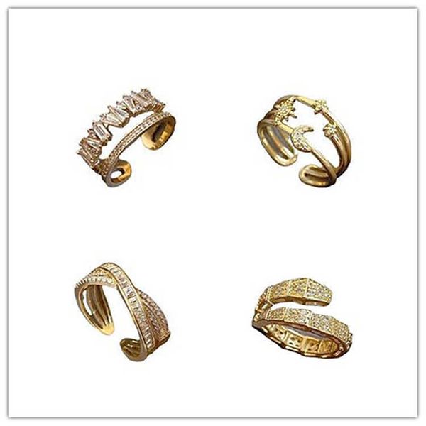 

eller 2021 new japanese-korean ring ins cold wind carti nail opening index finger female double-layer zircon jewelry yl50, Silver