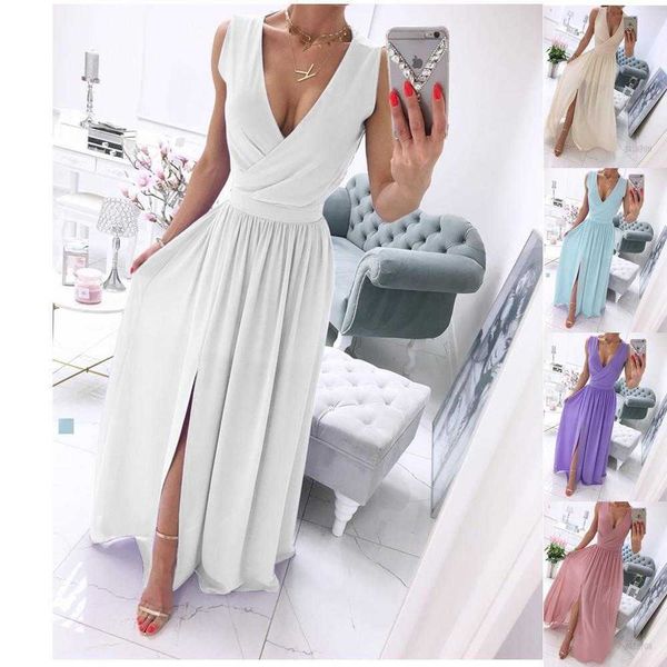 

way summer dress sleeveless solid color and v neck formal womens, Black;gray