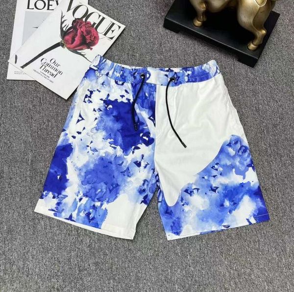 

summer mens shorts blue watercolor rendered letter shorts luxury designer loose men beach pants shorts casual mens shorts pants gym pants sp, White;black