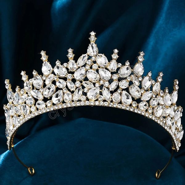 

elegant fashion white crystal tiara crown wedding hair jewelry bridal bride luxury queen girls crown hair accessories, Slivery;white