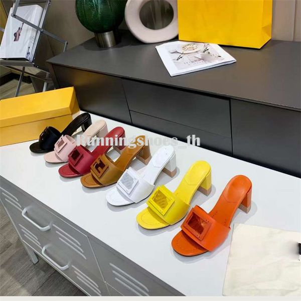 

designer slippers banded flats sandal women high heels sandals baguette slides leather embellished slipper letter beach flip flops with box, Black