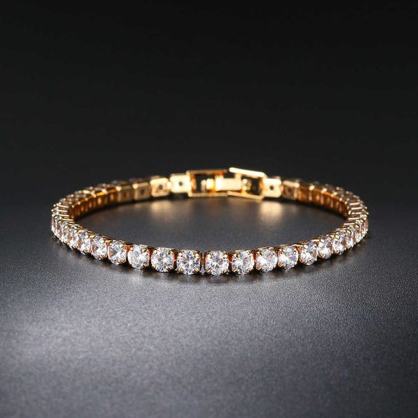 

yitenong 4mm iced out cubic zircon bracelet tennis copper women men diamond jewelry, Silver