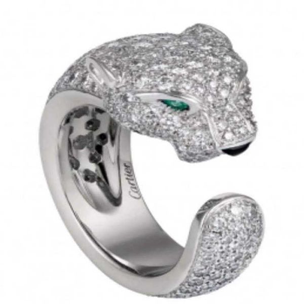 

high version 925 sterling silver leopard full diamond large ring women's fashion style carti same ins opening b846 y2x6
