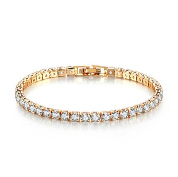 

2023 new fashion wholesale copper alloy gold plated 4mm cubic zirconia cz diamond charm tennis bracelet for women, Silver