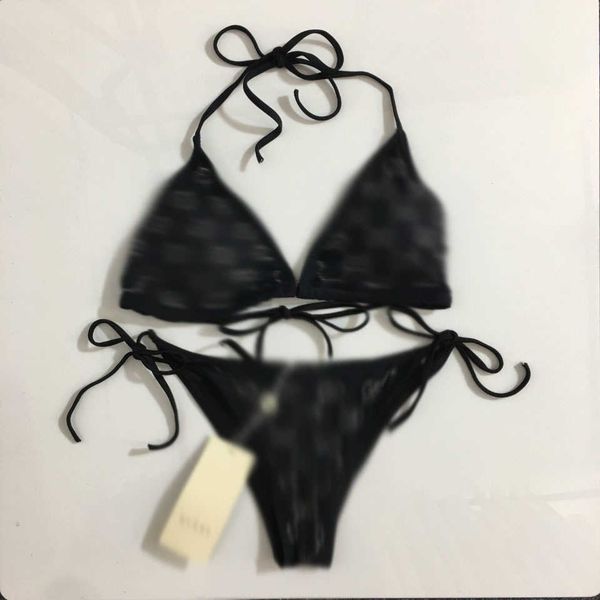 

23ss two-piece swimsuit womens bikini designer bathing suit diamond letter lace up underwear side lace up triangle underwear split swimwear, White;black