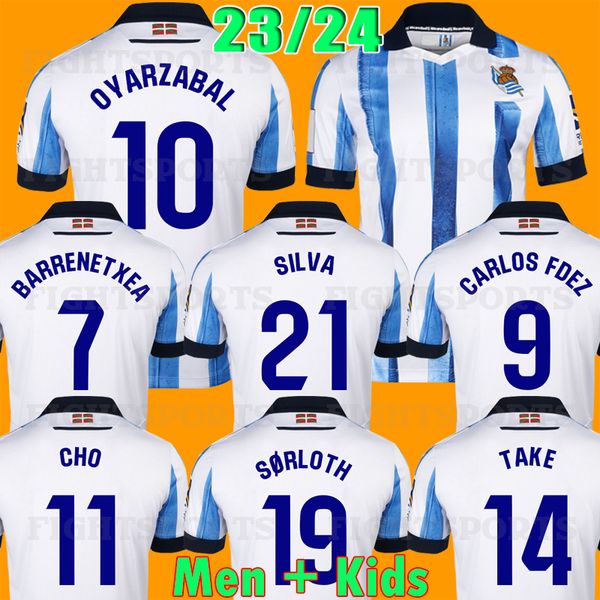 

2023 2024 real sociedad soccer jersey sorloth oyarzabal silva football shirt illarra merino carlos fdez camiseta take kubo barrene brais men, Black;yellow