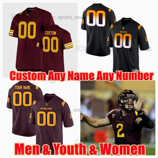

custom s-6xl arizona state sun devils college football jerseys brown czaplicki feely liss babb mahlum ferlmann king clark collins jones any, Black