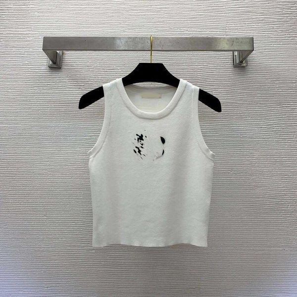 

23ss womens knits women designer clothes new embroidery gold logo simple fashion celebrity style solid knitted tank small women clothes, White