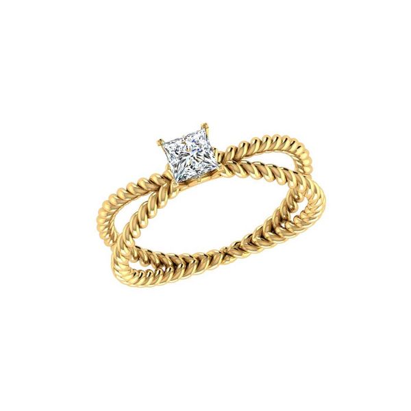 

princess cut natural diamond si- h/i 14k yellow gold cross over shank prong accent statement ring gift for women jewelry, Silver