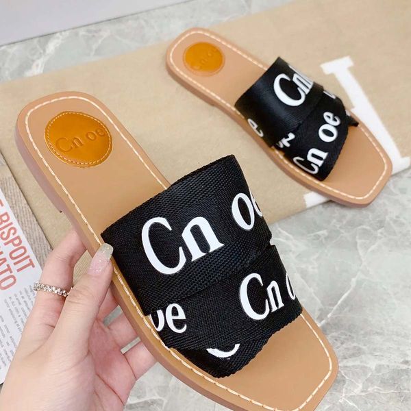 

Designer flat sandals women's shoes slides letter sandal slippers slide female Fashion women wool summer slipper casual thick bottom net red flip flops, Black