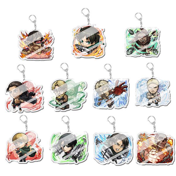 

50mm acrylic keychain attack on titan amime cartoon cute blade cup key chain keyring acrylic keychains in hanging retail packaging, Blue