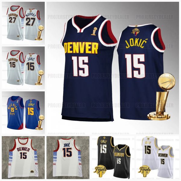 

denvers 15 jokic 2023 finals champions nugget baksetball jerseys jamal 27 murray bruce 11 brown michael porter jr. kentavious 5 caldwell-pop, Black;red