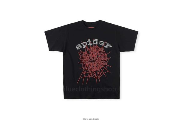 

23ss men t shirt pink young thug sp5der 555555 mans women quality foaming printing spider web pattern tshirt fashion tees 20yc, White;black