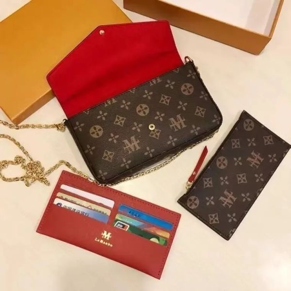 

shoulder bags classic brand 3pcs set fashion women bottoms long wallet coin purse card holders multicolor lady classic single zipper pocket