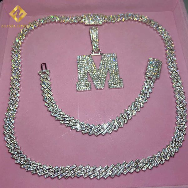

moissanite bracelet men silver cuban link chain pass diamond tester gra vvs moissanite cuban bracelet