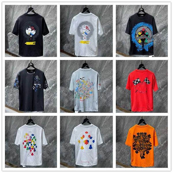 

2023 Mens T-Shirts Heart Brand Crew Neck Chromes Short Sleeves Tops Tees CH T-shirts Sweater Casual Horseshoe Sanskrit Cross Pattern Tees Men TshirtsQ26L, Customize-1