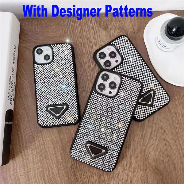 

luxurys glitter jewelled phone cases with designer pattern for iphone 13 pro max 14plus 12 11 xr fashion bling sparkling diamond designers c